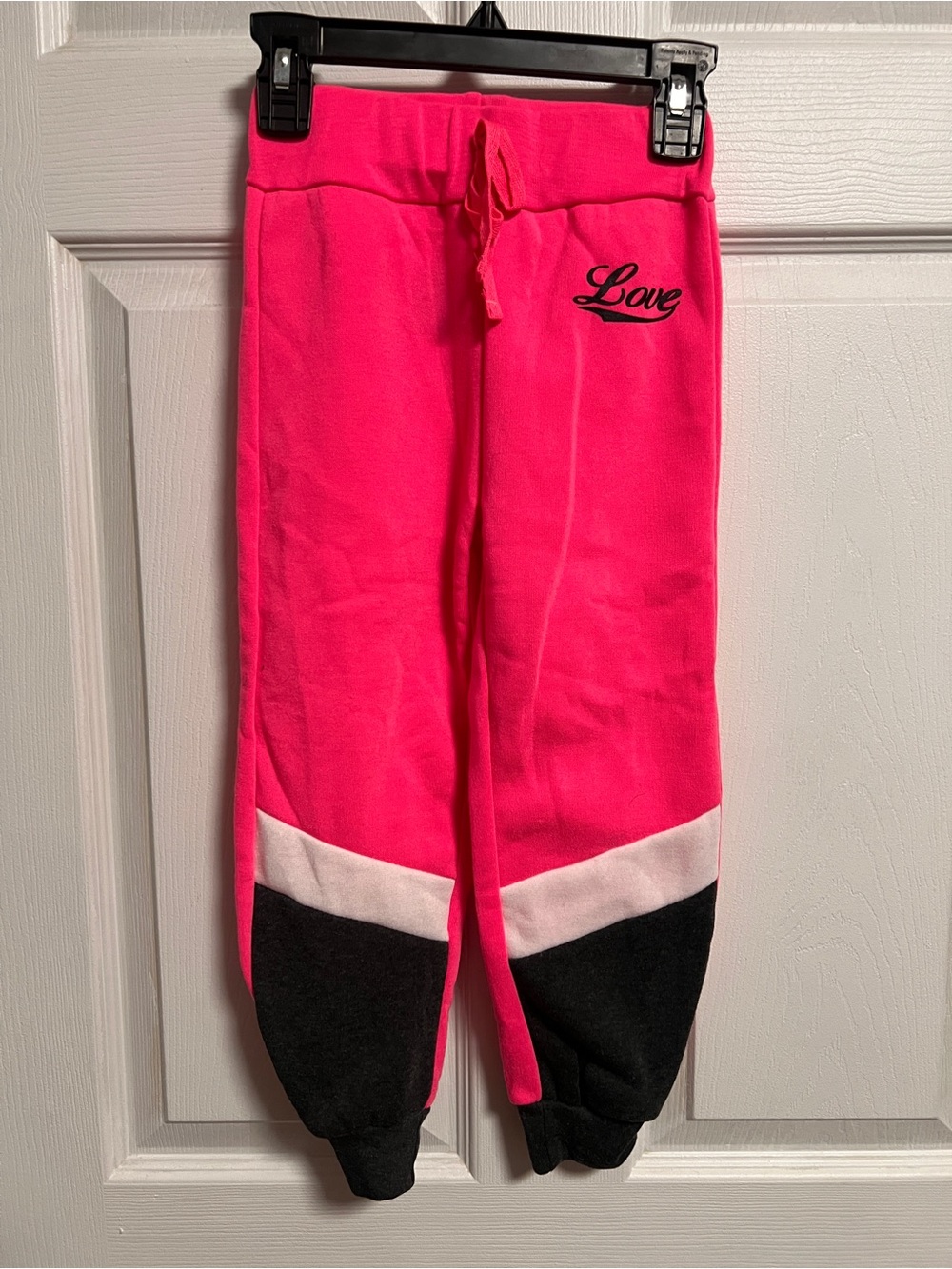 Kids Hot Pink Colorblock Jogger Pants with Love Accent 🩷